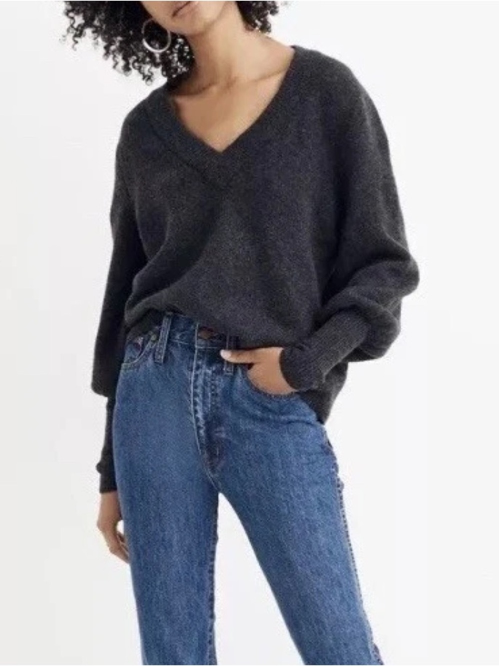 Madewell Dashwood VNeck Sweater Coziest Yarn Women Small Preppy Timeless Capsule